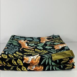 2 Pc Christian Lacroix Bath Towel Set Safari Tiger Leaf 100 % Cotton Velour NEW